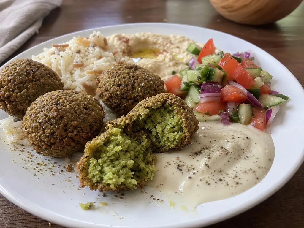 Vegan Falafel — plated and served