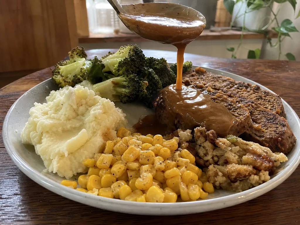 Vegan Gravy — plated and served