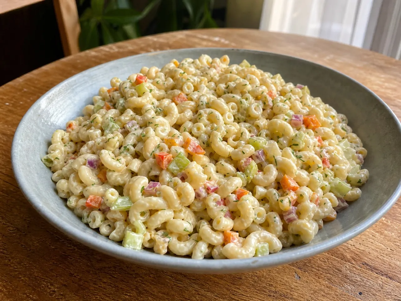 Vegan Macaroni Salad — served