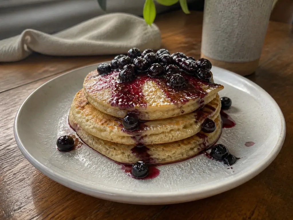 Vegan Pancakes — plated and served