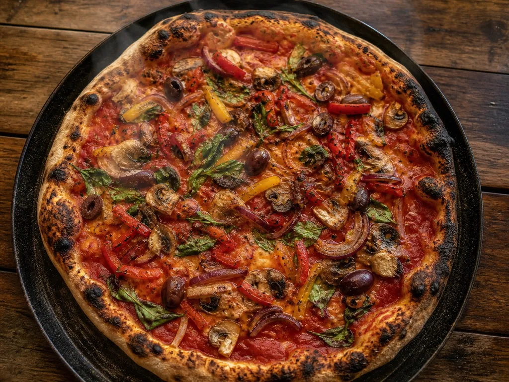 Vegan Pizza — plated and served