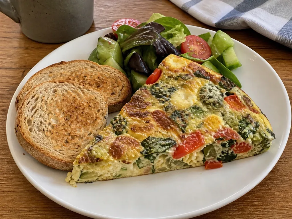 Vegetable Frittata — plated and served