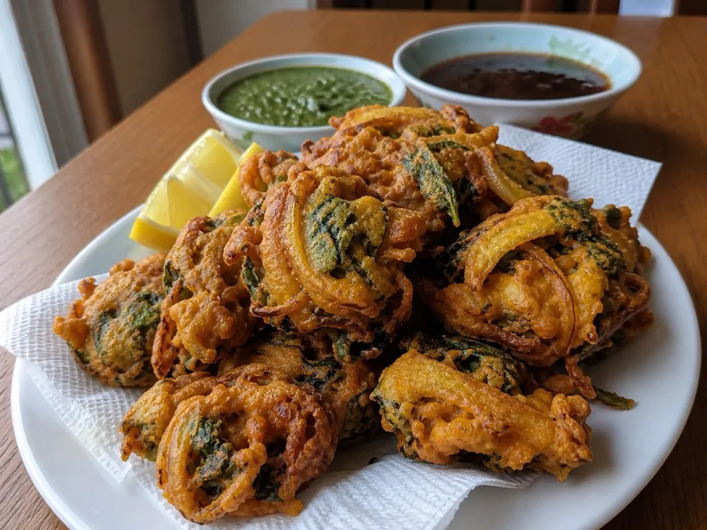Vegetable Pakora — plated and served