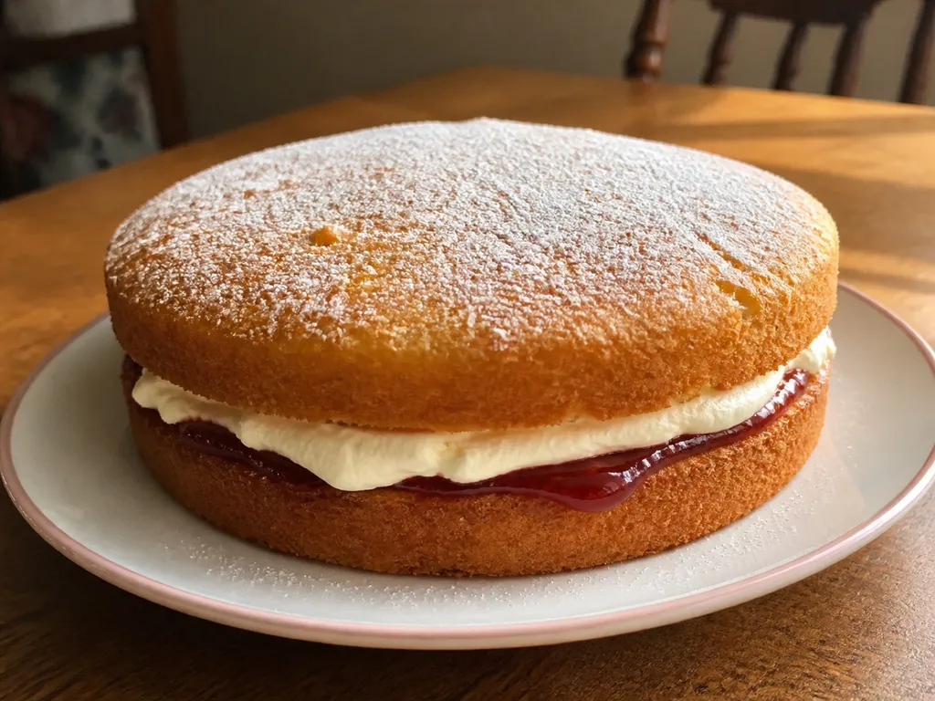 Victoria Sponge — plated and served
