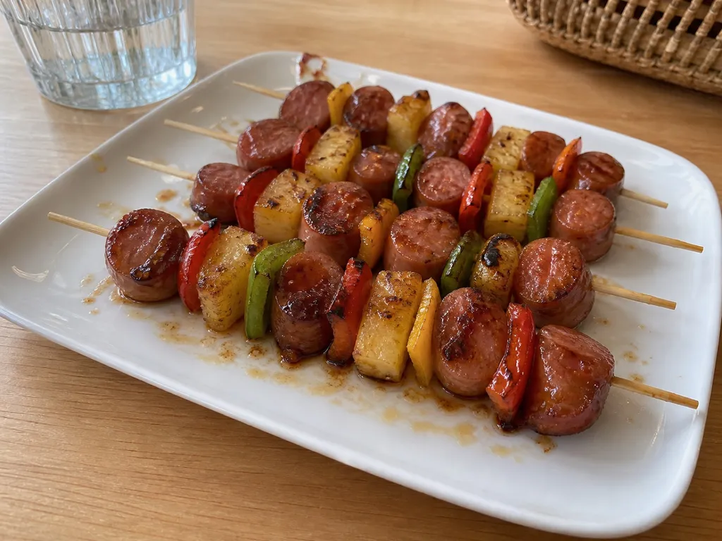 Vienna Sausage Skewers — plated and served