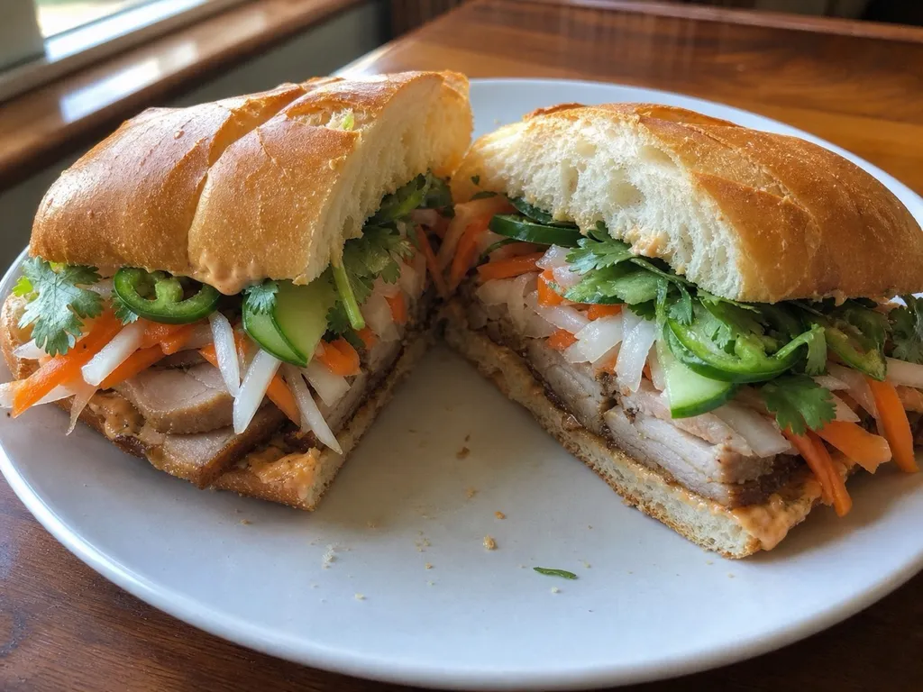 Vietnamese Banh Mi Sandwich — plated and served