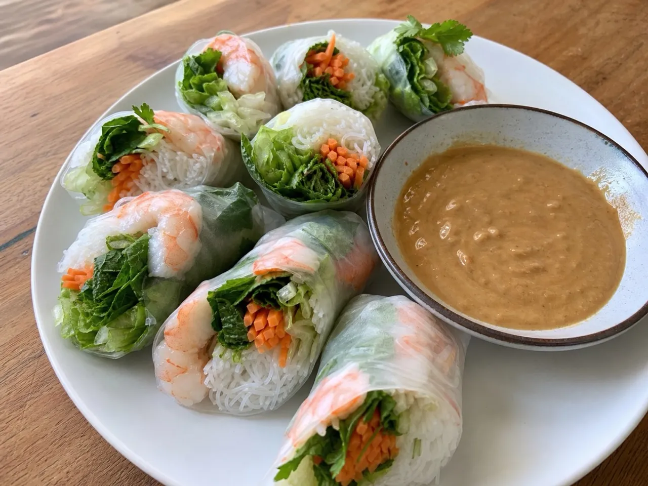 Vietnamese Fresh Spring Rolls — served
