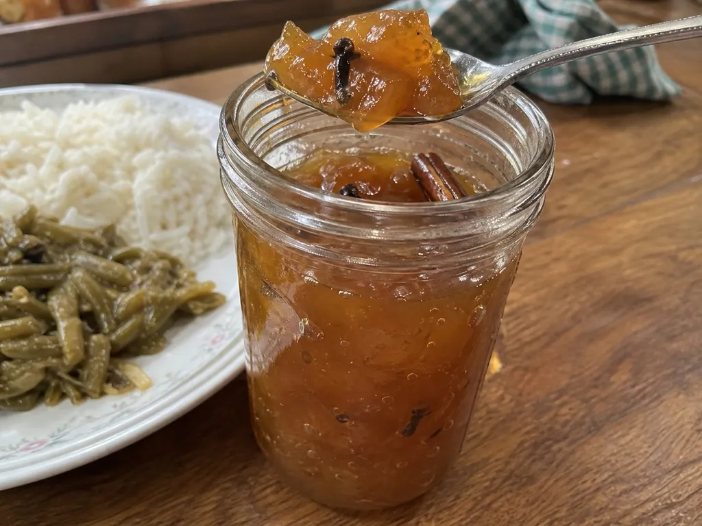 Watermelon Rind Preserves — plated and served