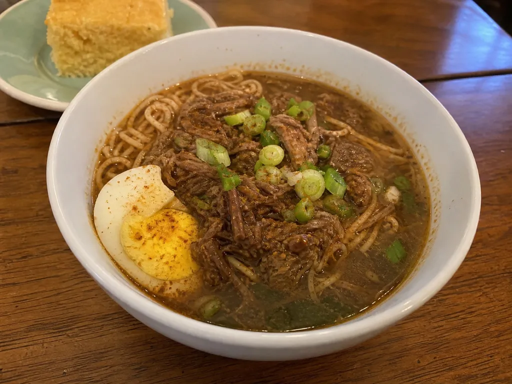 Yakamein — plated and served