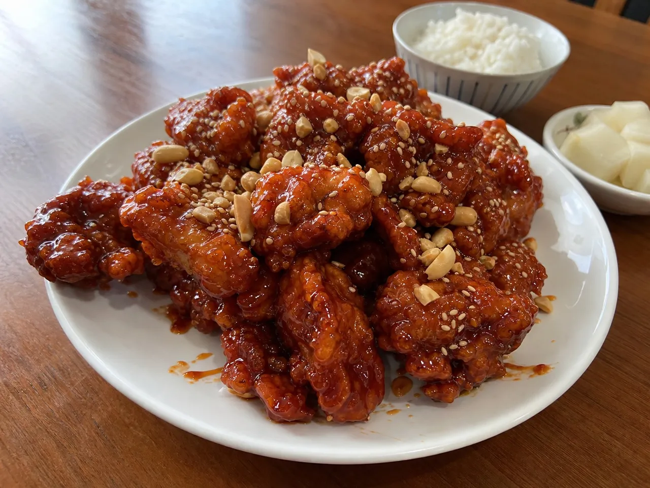 Yangnyeom Chicken (Korean Fried Chicken) — served