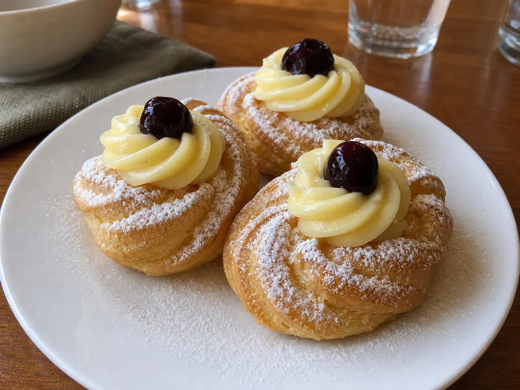 Zeppole — plated and served