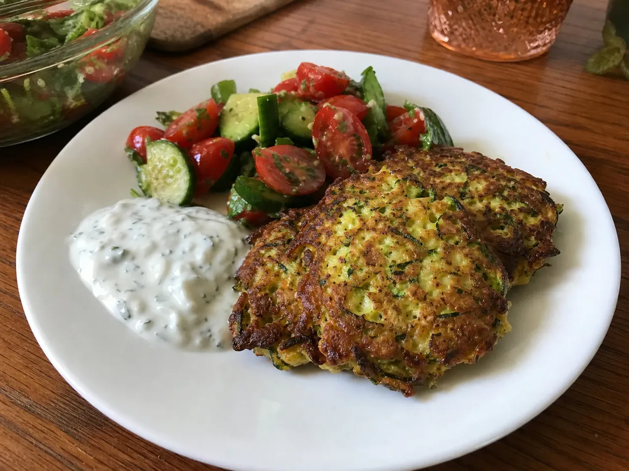 Zucchini Fritters — served