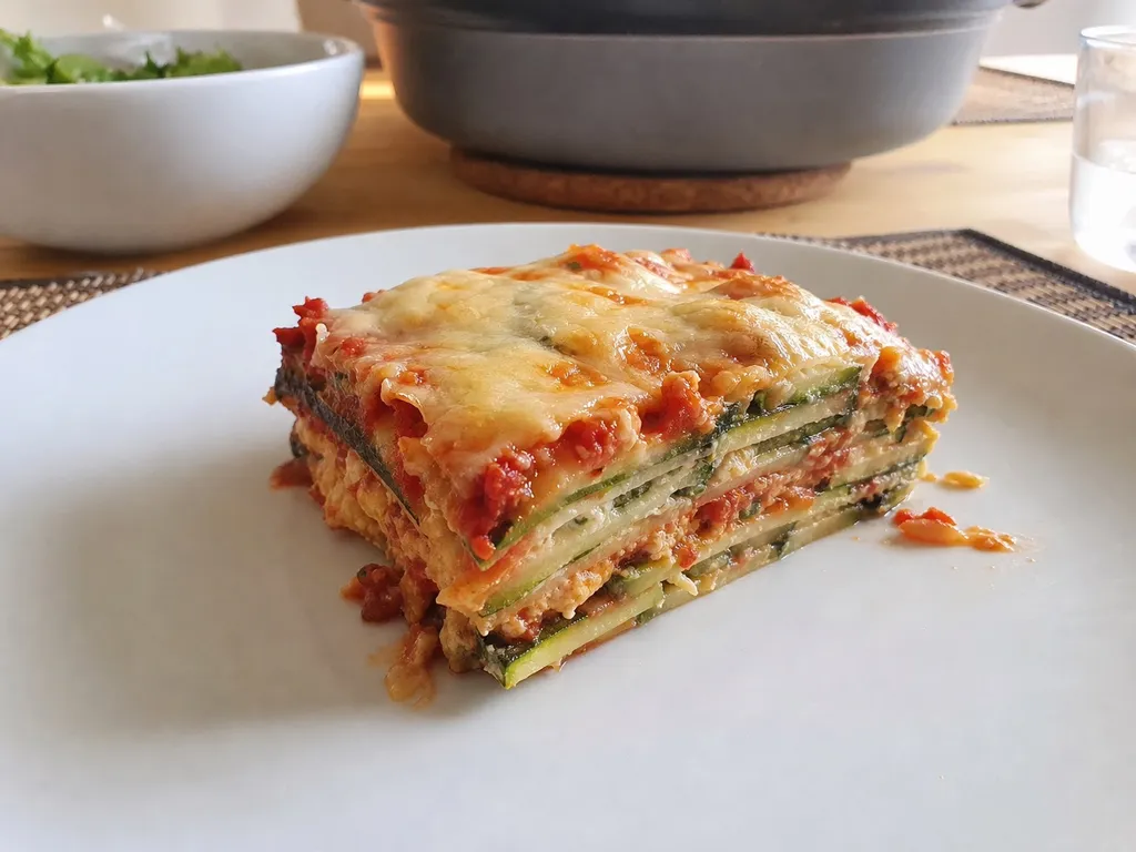 Zucchini Lasagna (Low Carb) — plated and served